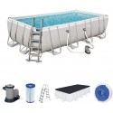 Bestway 18' x 9' x 48"/5.49m x 2.74m x 1.22m Power Steel Rectangular Frame Pool Set